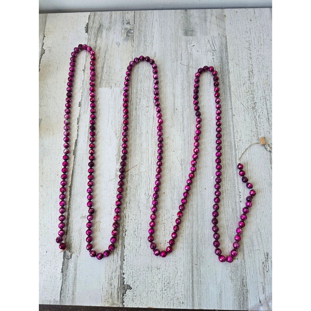 Antique purple mercury glass Garland 108" Xmas pink magenta vintage ball tree